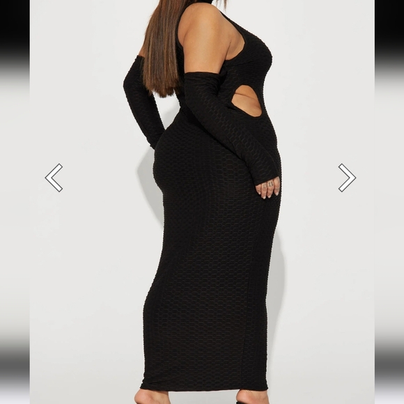 Fashion Nova Sarah Textured Maxi Dress Black-NWT - Picture 3 of 4